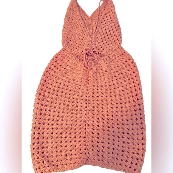 New Ladies Spaghetti String Stretch V Neck Backless Crochet Boho Heirloom Dress - Picture 7 of 7